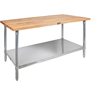 Scratch and Dent John Boos & Co. JNS09 Wood Top Work Table with Galvanized Base and Adjustable Undershelf - 30" x 48"