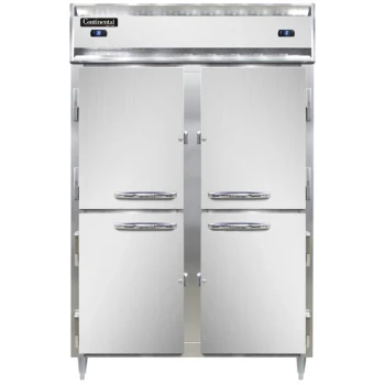 Continental Refrigerator D2RFESNSSHD 57" Solid Half Door Extra-Wide, Shallow Depth Dual Temperature Reach-In Refrigerator/Freezer