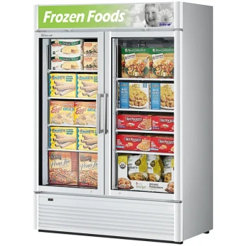 Turbo Air Super Deluxe TGF-47SD-N-W 51 5/8" White Swing 2 Door Freezer with LED Advertising Panel