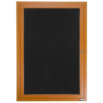 Aarco ADCO2418R 24" x 18" Enclosed Hinged Locking 1 Door Oak Finish Aluminum Indoor Directory Board with Felt Rear Panel