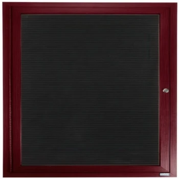 Aarco ADCW3636R 36" x 36" Enclosed Hinged Locking 1 Door Cherry Finish Aluminum Indoor Directory Board with Felt Rear Panel