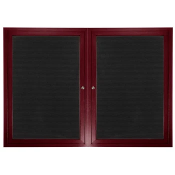 Aarco ADCW3660R 36" x 60" Enclosed Hinged Locking 2 Door Cherry Finish Aluminum Indoor Directory Board with Felt Rear Panels