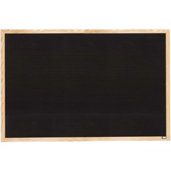 Aarco AOFD3660L 36" x 60" Black Felt Open Face Horizontal Indoor Message Board with Oak Wood Frame and 3/4" Letters