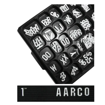 Aarco GF1.0 1" Gothic Style Universal Single Tab Letter and Number Set - 165 Characters
