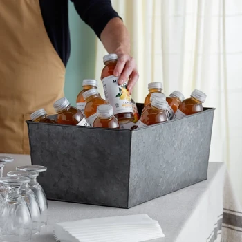 American Metalcraft BEVDG129 Half Size Onyx Galvanized Metal Rectangular Beverage Tub