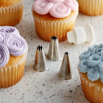 Ateco 381 4-Piece Stainless Steel Open Star Piping Tip Decorating Set