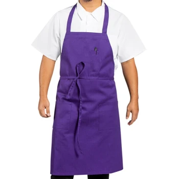 Uncommon Chef 3004 Purple Customizable Poly-Cotton Twill Bib Apron with 3 Pockets - 34" x 30"