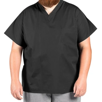 Uncommon Chef 6000 Black Customizable Short Sleeve V-Neck Cook Shirt - 6XL
