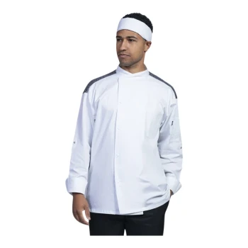 Uncommon Chef Roma Unisex Customizable White Convertible Long Sleeve Chef Coat with Black Heather Mesh Back 0711HC - 2X