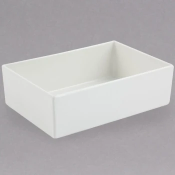 Bon Chef 5108S 84 oz. White Sandstone Finish Cast Aluminum Straight Sided Rectangle Bowl