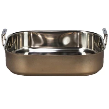 Bon Chef 60010CLDTAUPE Cucina 10 Qt. Taupe Stainless Steel Roasting Pan - 16 1/2" x 14 1/4" x 4"