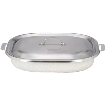 Bon Chef 60023CLDDESERT Cucina 5 Qt. Desert Stainless Steel Roasting Pan with Lid - 14 7/8" x 11" x 2 7/8"