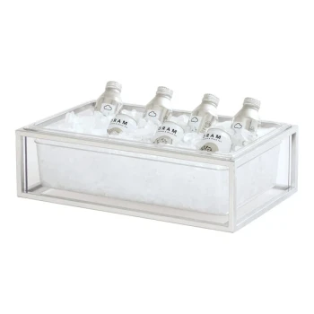 Cal-Mil Milo 20" x 12" x 7" Chrome Ice Housing with Polycarbonate Pan and Liner 23805-12-49