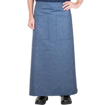 Intedge Denim Poly-Cotton Bistro Apron with 2 Pockets - 38" x 33.5"