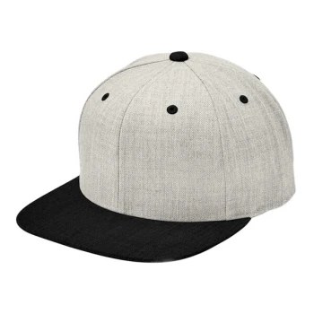 Sport-Tek STC19 Customizable Heather Gray / Black 6-Panel Flat Bill Snapback Cap - Structured, High Profile