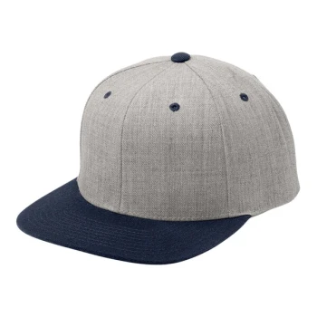 Sport-Tek STC19 Customizable Heather Gray / True Navy 6-Panel Flat Bill Snapback Cap - Structured, High Profile