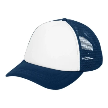 Port Authority C936 Customizable Ivory / Navy 5-Panel Foam Trucker Cap With Mesh Back - Structured, High Profile