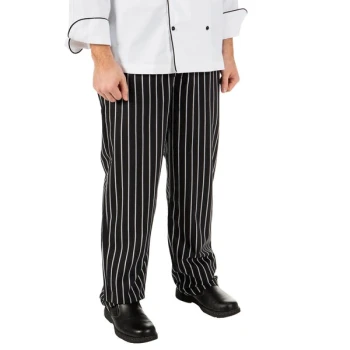 Mercer Culinary Millennia® Unisex Black Chalk Stripe Cook Pants M60030BCS - XS