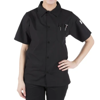 Mercer Culinary Millennia Air® Black Unisex Short Sleeve Cook Shirt with Full Mesh Back M60200BK - 8X