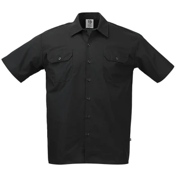Mercer Culinary M60250BK Metro Edge Unisex Black Short Sleeve Brewer / Work Shirt - 4X