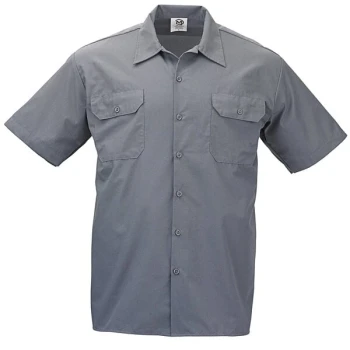 Mercer Culinary M60250BK Metro Edge Unisex Gray Short Sleeve Brewer / Work Shirt - 5X