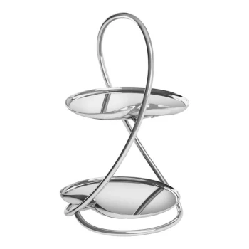Robert Welch by Steelite International Drift 5" x 8 1/2" 2-Tier Stainless Steel Canape Stand