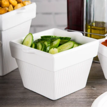 TableCraft CW1460W 1.5 Qt. White Cast Aluminum Square Condiment Bowl