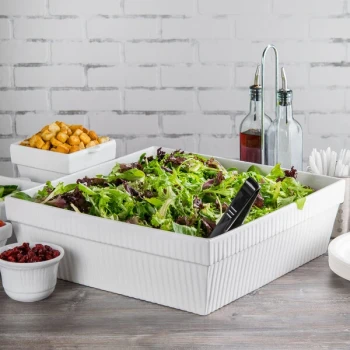 TableCraft CW1494W 24 Qt. White Cast Aluminum Square Bowl