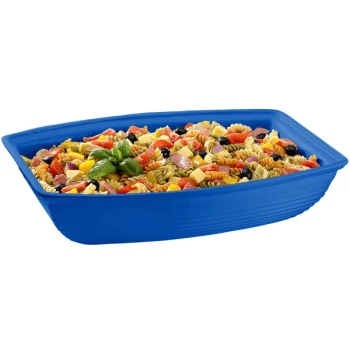 TableCraft CW3190CBL 10.5 Qt. Cobalt Blue Cast Aluminum Oblong Salad Bowl