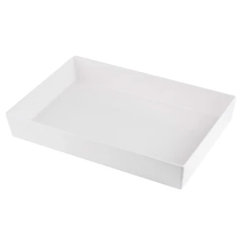 TableCraft CW5000W Simple Solutions Full Size White Cast Aluminum Straight Sided Bowl - 3" Deep
