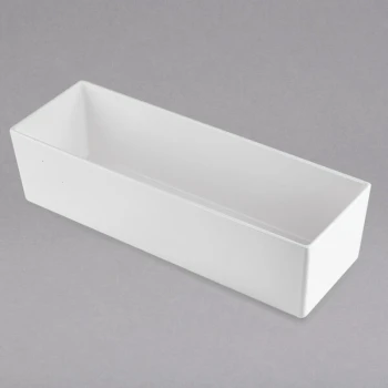 TableCraft CW5010W Simple Solutions 1/2 Size Long White Cast Aluminum Deep Straight Sided Bowl - 5" Deep