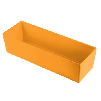 TableCraft CW5010X Simple Solutions 1/2 Size Long Orange Cast Aluminum Deep Straight Sided Bowl - 5" Deep