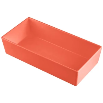 TableCraft CW5012SNX Simple Solutions 1/3 Size Sunset Orange Cast Aluminum Straight Sided Bowl - 3" Deep