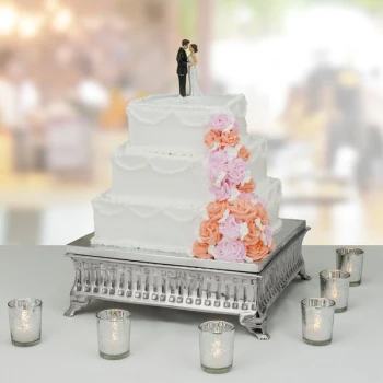 Tabletop Classics by Walco AC9127 18" Contemporary Square Nickel-Plated Cake Stand