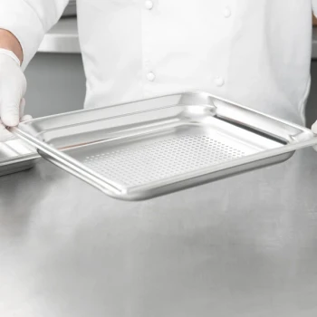 Vollrath 90213 Super Pan 3® 1/2 Size 1 1/2" Deep Anti-Jam Perforated Stainless Steel Steam Table / Hotel Pan - 22 Gauge