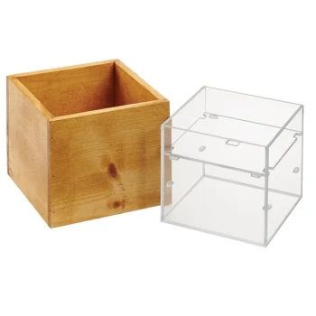 Cal-Mil 22096-99 Madera Rustic Pine 7 1/2" x 7 1/2" x 7" Wood Adjustable Condiment Organizer