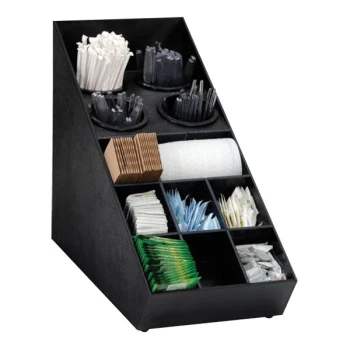 Dispense-Rite Black Polystyrene 13-Section Countertop Flatware and Condiment Organizer SWCH-1BT