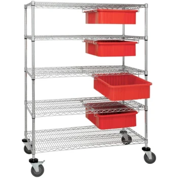 Quantum 24" x 36" x 69" Bin Cart System with 4 Red Divider Bins WRC5-63-2436-93060RD