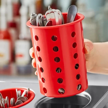 Steril-Sil RP-25-RED Red Perforated Plastic Flatware Cylinder