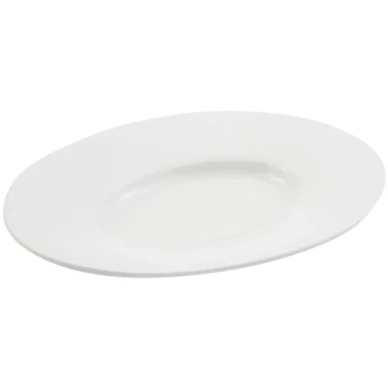 Bon Chef 2090 19" x 16" White Sandstone Finish Cast Aluminum Wide Rim Platter