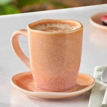 Acopa Highlands 10 oz. Primrose Peach China Mug - 24/Case