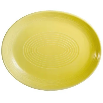 CAC TG-13C-SFL Tango 11 1/2" x 9 1/4" Sunflower Coupe Oval Platter - 12/Case