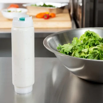 FIFO Innovations 16 oz. Clear Double Wide-Mouth Squeeze Bottle with Thin Dispensing Valve - 12/Case
