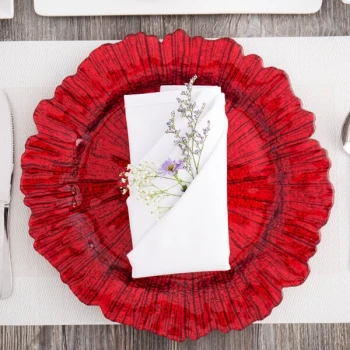 Charge It by Jay 13" Round Reef Red Glass Charger Plate - 12/Pack