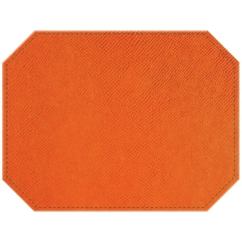 H. Risch, Inc. PLACEMATDXOCT-RIOORANGE Rio 16" x 12" Customizable Orange Premium Sewn Faux Leather Octagon Placemat
