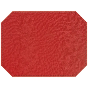 H. Risch, Inc. PLACEMATDXOCT-RIORED Rio 16" x 12" Customizable Red Premium Sewn Faux Leather Octagon Placemat