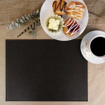 H. Risch, Inc. PLACEMATDX-TAMBLACK Tamarac 16" x 12" Customizable Black Premium Sewn Faux Leather Rectangle Placemat