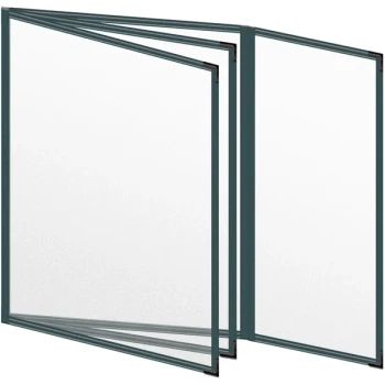 H. Risch, Inc. TETBQ Deluxe Sewn 8 1/2" x 11" Green 8 View Vinyl Menu Cover with Black Smooth Corners and Matte Finish