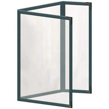 H. Risch, Inc. TEDQ Deluxe Sewn 5 1/2" x 8 1/2" Green 6 View Menu Cover with Black Smooth Corners and Glossy Finish