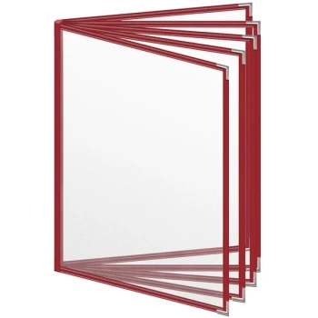 H. Risch, Inc. TE-10V Deluxe Sewn 8 1/2" x 11" Red 10 View Vinyl Menu Cover with Silver Smooth Corners and Matte Finish